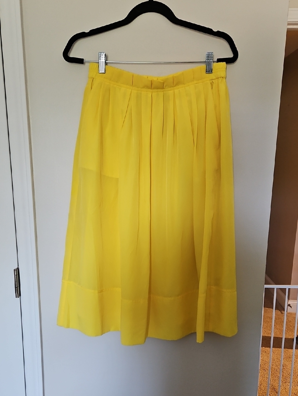 J. Crew Bright Yellow Pleated Midi Skirt